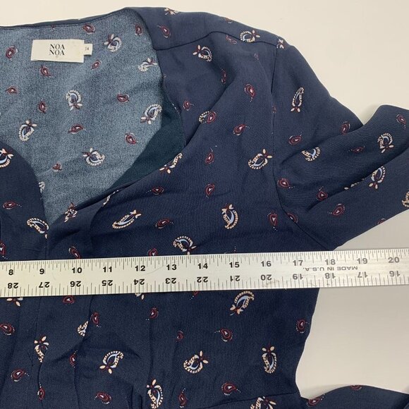 Noa Noa Womens Dress Blue Size 34 Small Long Sleeve Belted Round Neck - Picture 8 of 9